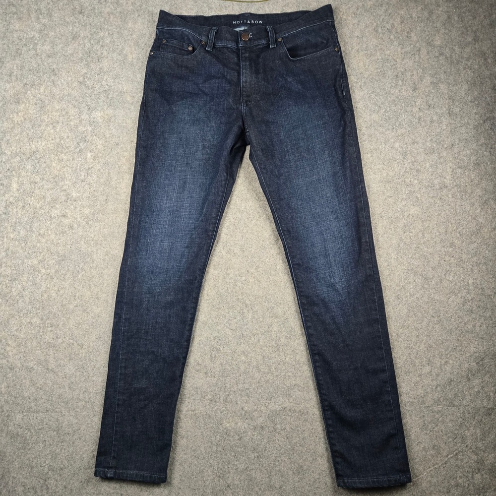 Mott & Bow Jeans Mens 32x32 Blue Skinny Fit Dark Wash Stretch Denim Minimalist